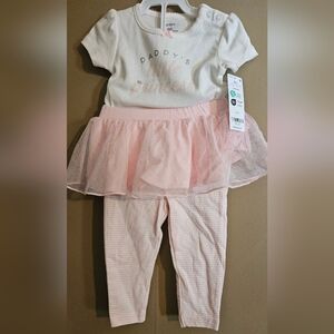 Carters Baby Girl 12m Onesie & Pant Set